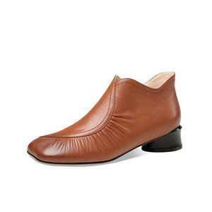 Genuine leather pleated fashion short women's boot